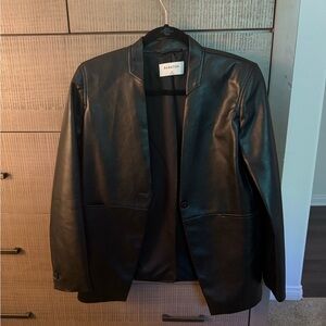 Aritzia Babaton Black Leather Blazer
